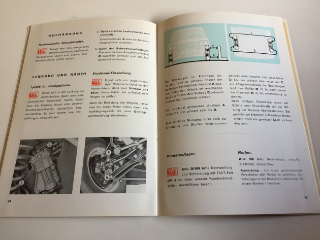 Fiat 1500 operating instructions 1965 Manual Handbook Board Book BA | eBay
